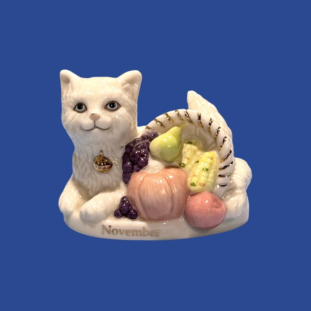 Lenox Perpetual Calendar Playful Kittens November Cat Figurine Cornucopia 2003
